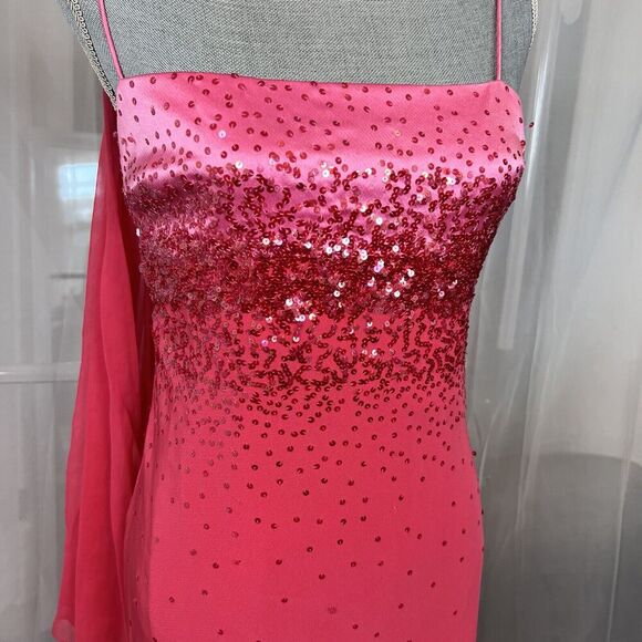 Vintage Gilar Evening wear pink embellished formal maxi dress 10 sequin prom - Picture 3 of 15
